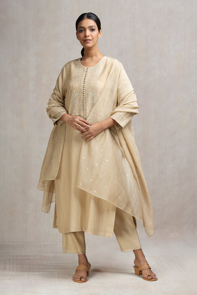 Thread & Zari Embroidered Kurta Set with Pants & Dupatta