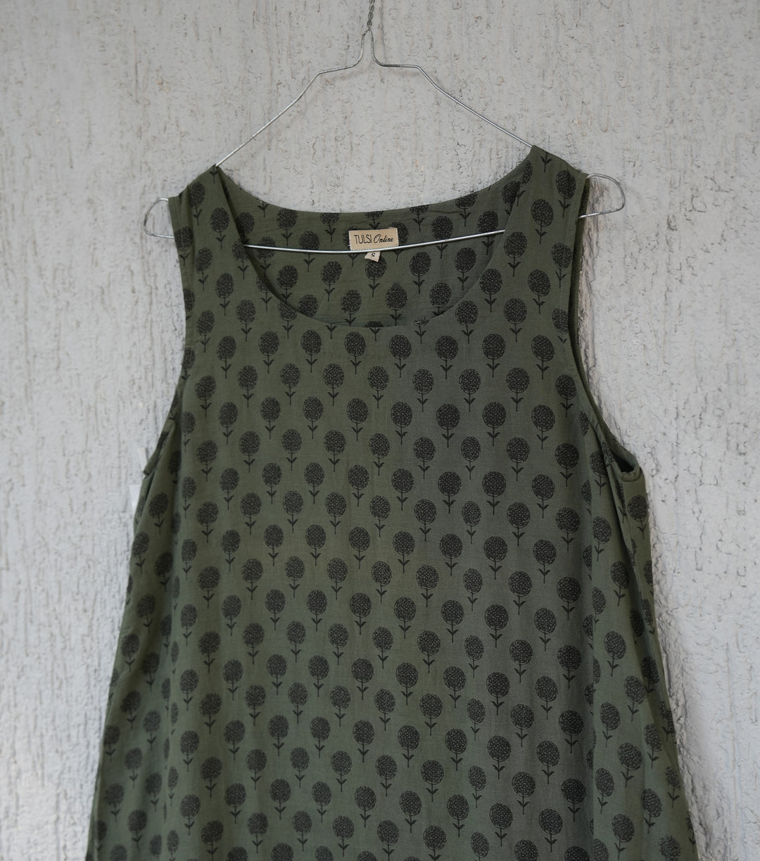 Green Cotton Printed Dress