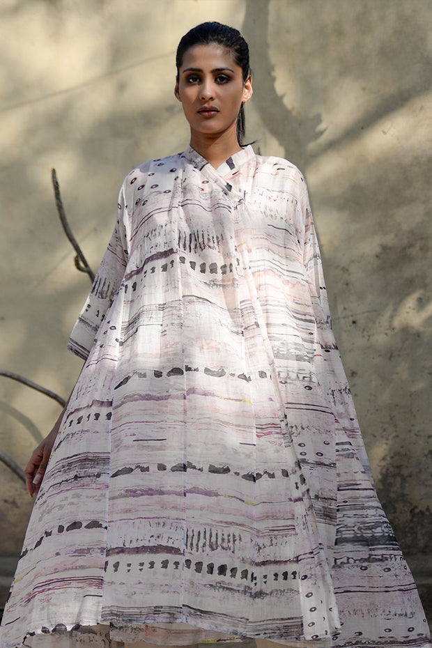 SHIBORI PRINTED NATURAL CHANDERI CHOGA