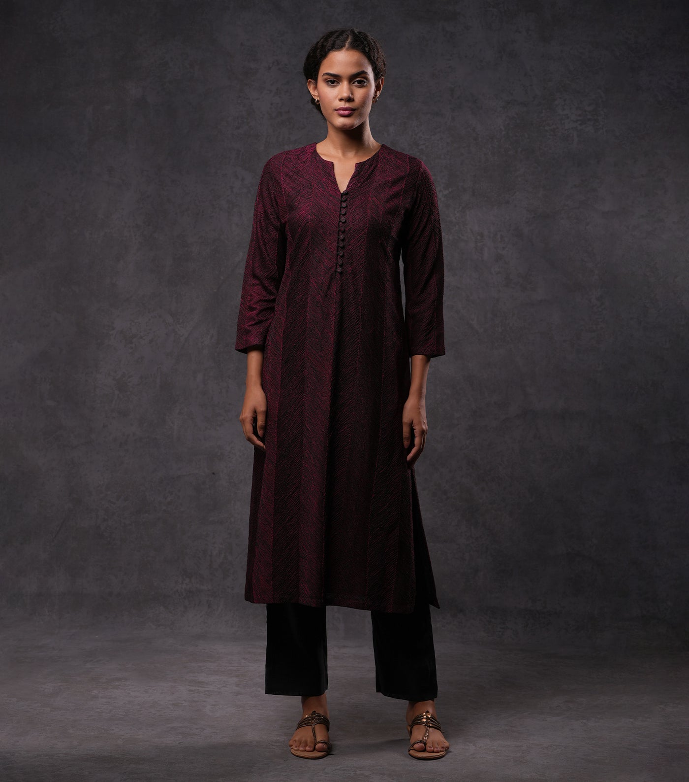 All Over Embroidered Cotton Silk Kurta Set with Dupatta & Pants