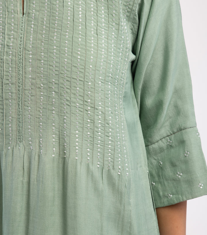 Sage Green Cotton Silk Suit Set