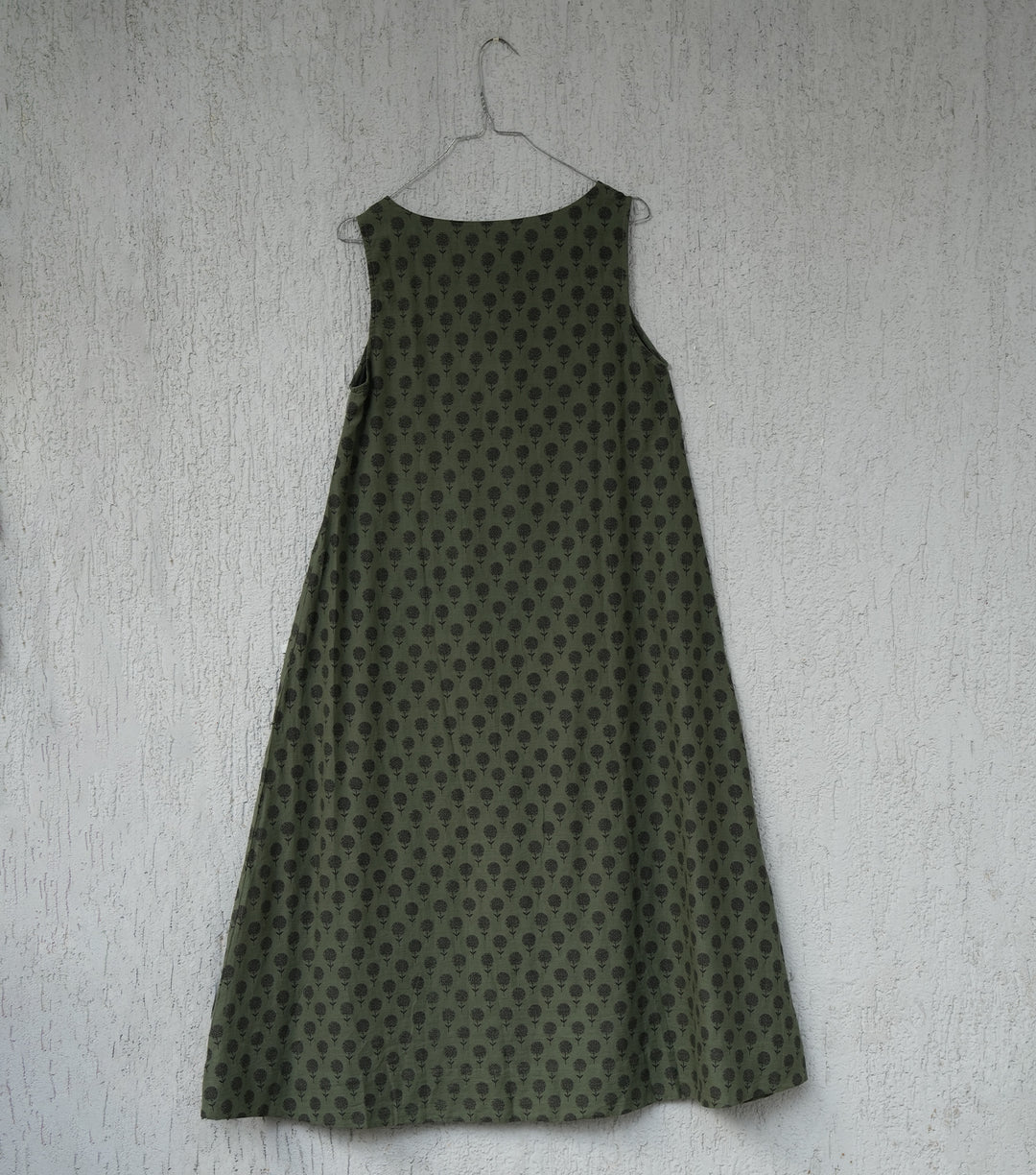 Green Cotton Printed Dress