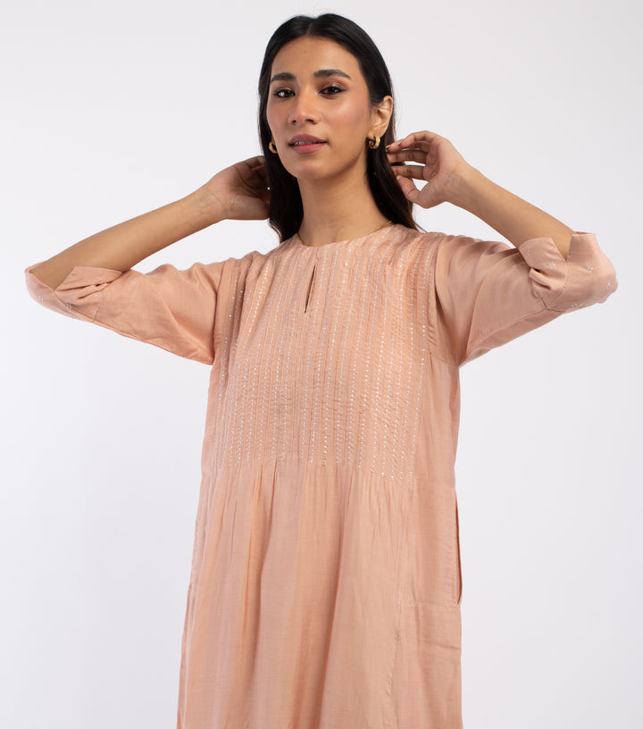 Peach Cotton Silk Suit Set