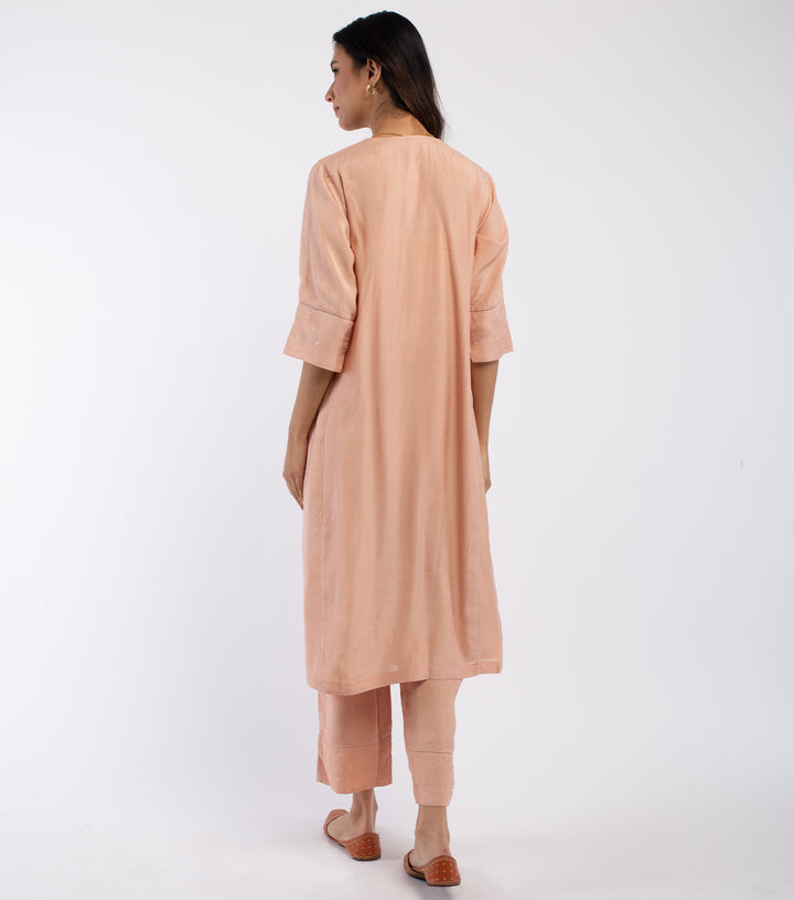 Peach Cotton Silk Suit Set