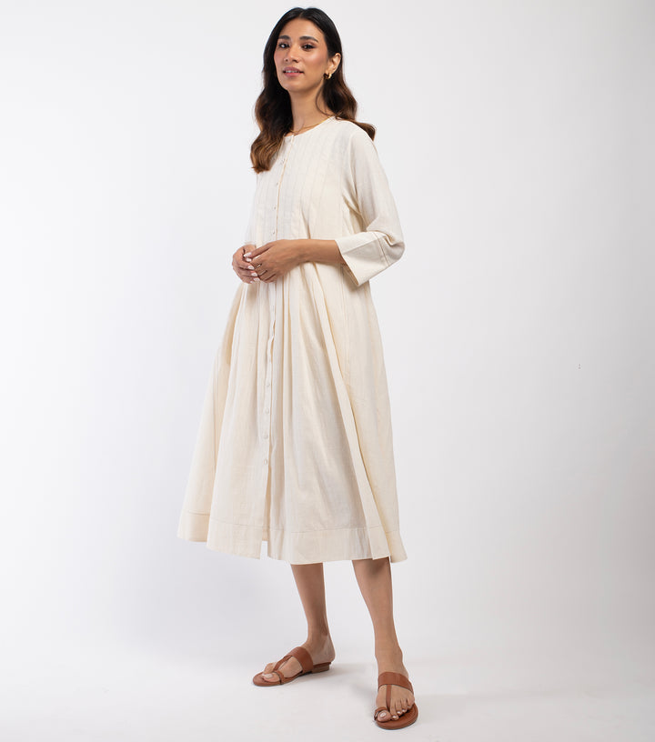 Natural Embroidered Cotton Dress