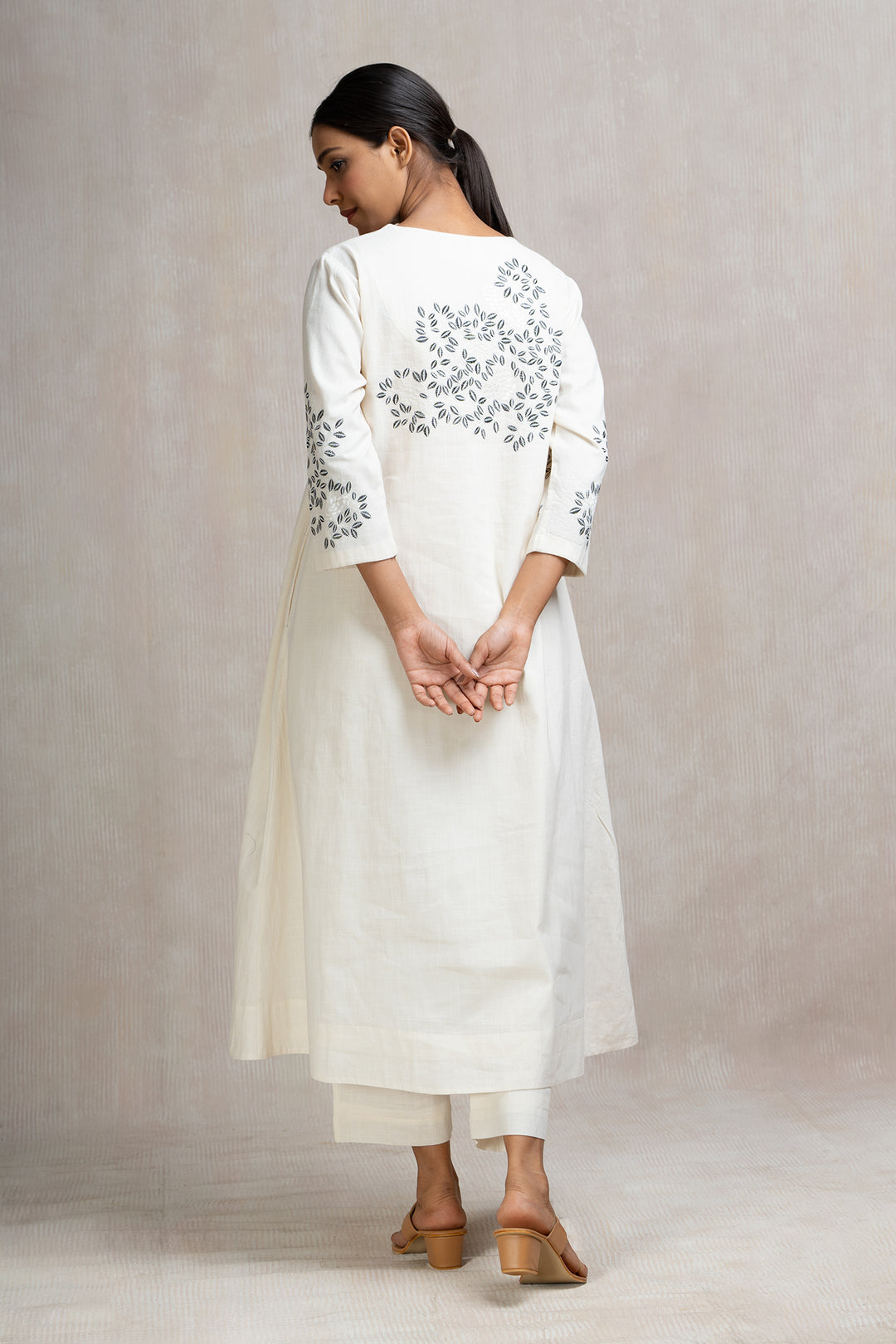 Thread Embroidered Cotton Kurta Set with Pants & Dupatta