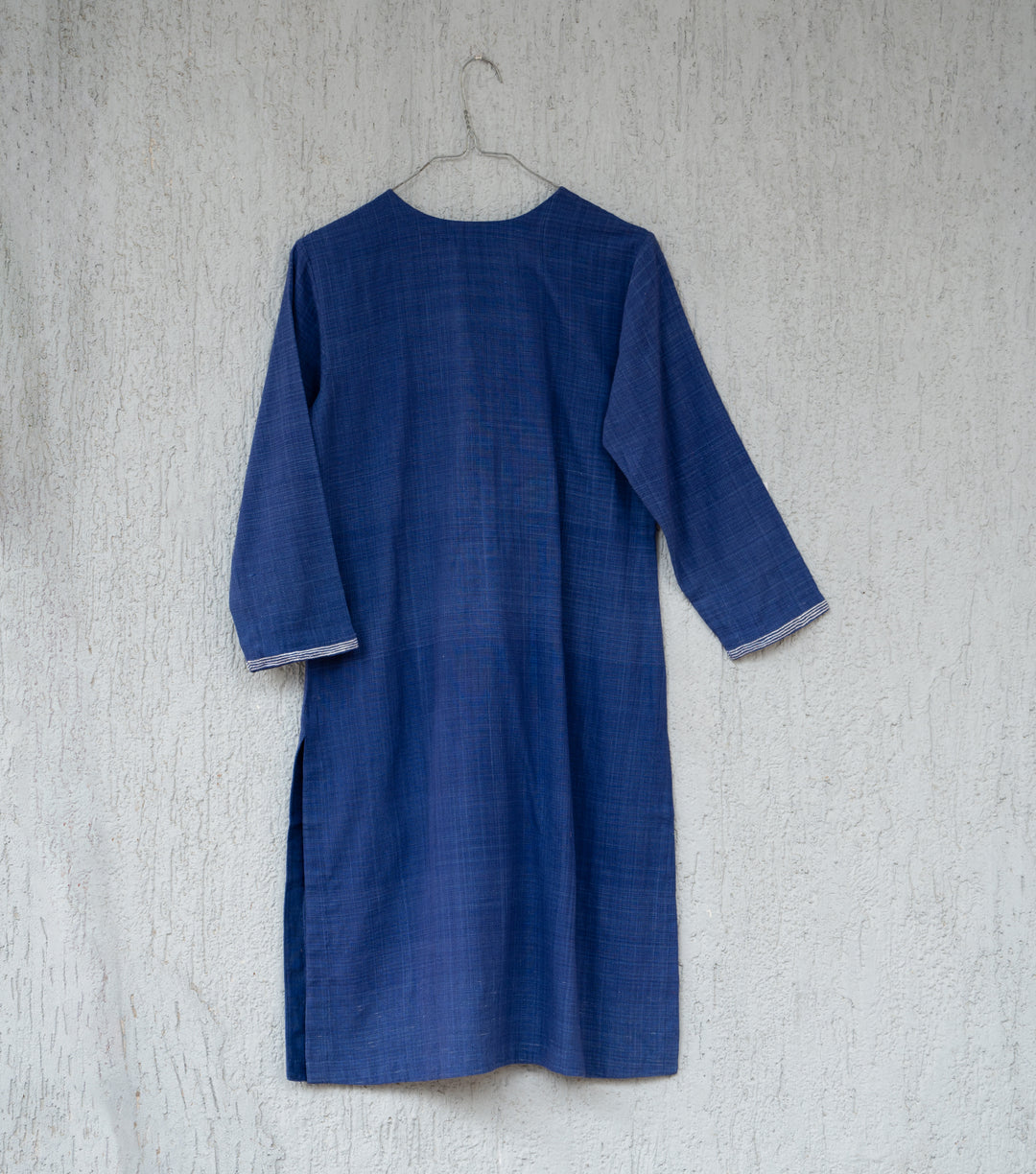 Blue Khadi Embroidered Kurta