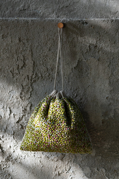 Green Silk French Knot Potli