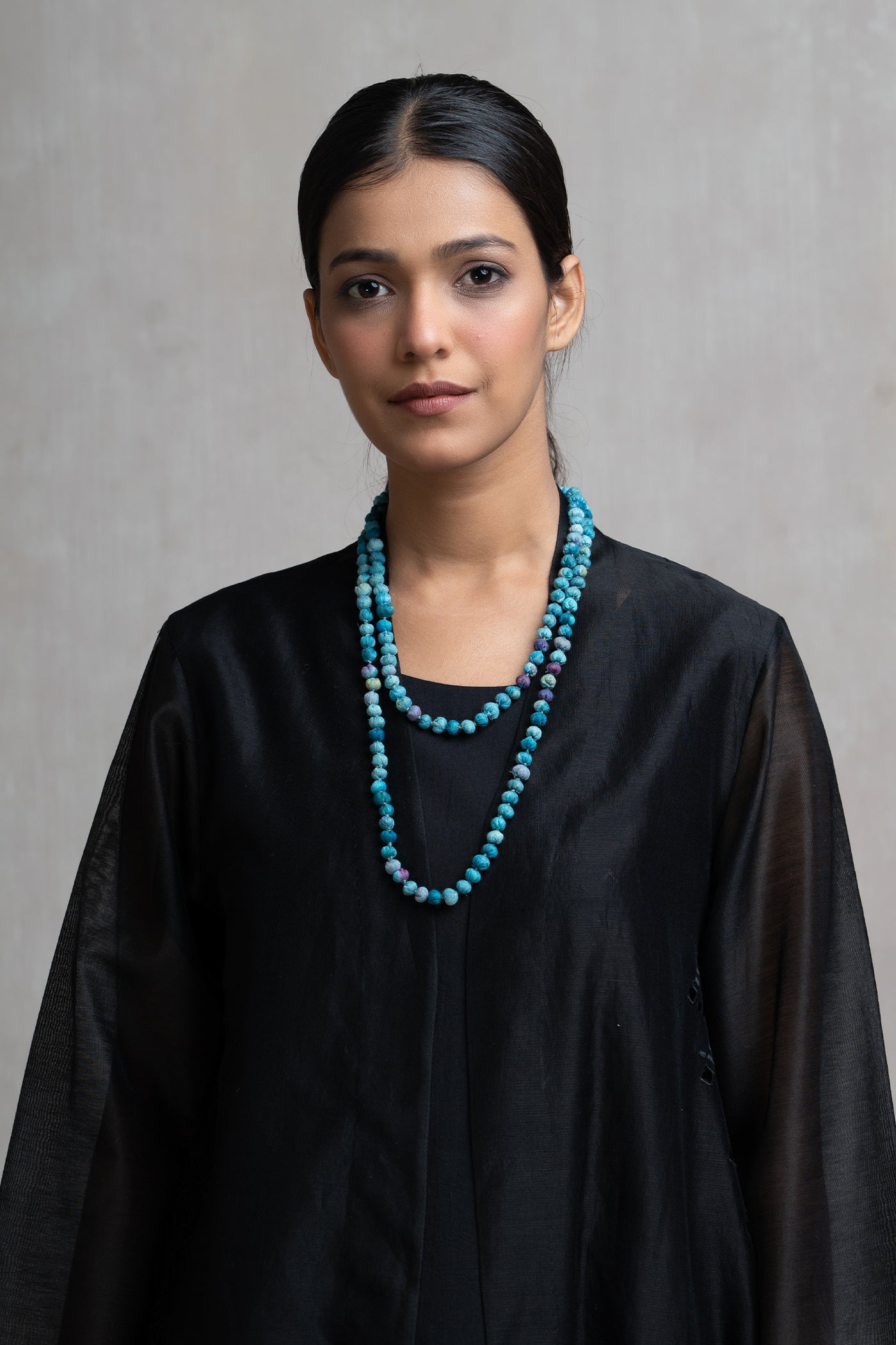 Turquoise Chanderi Beaded Necklace