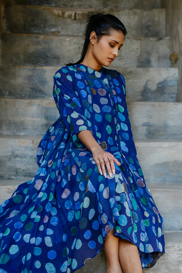 SHIBORI PRINTED PEACOCK CHANDERI CHOGA