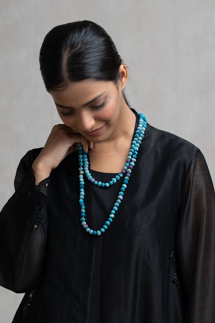 Turquoise Chanderi Beaded Necklace