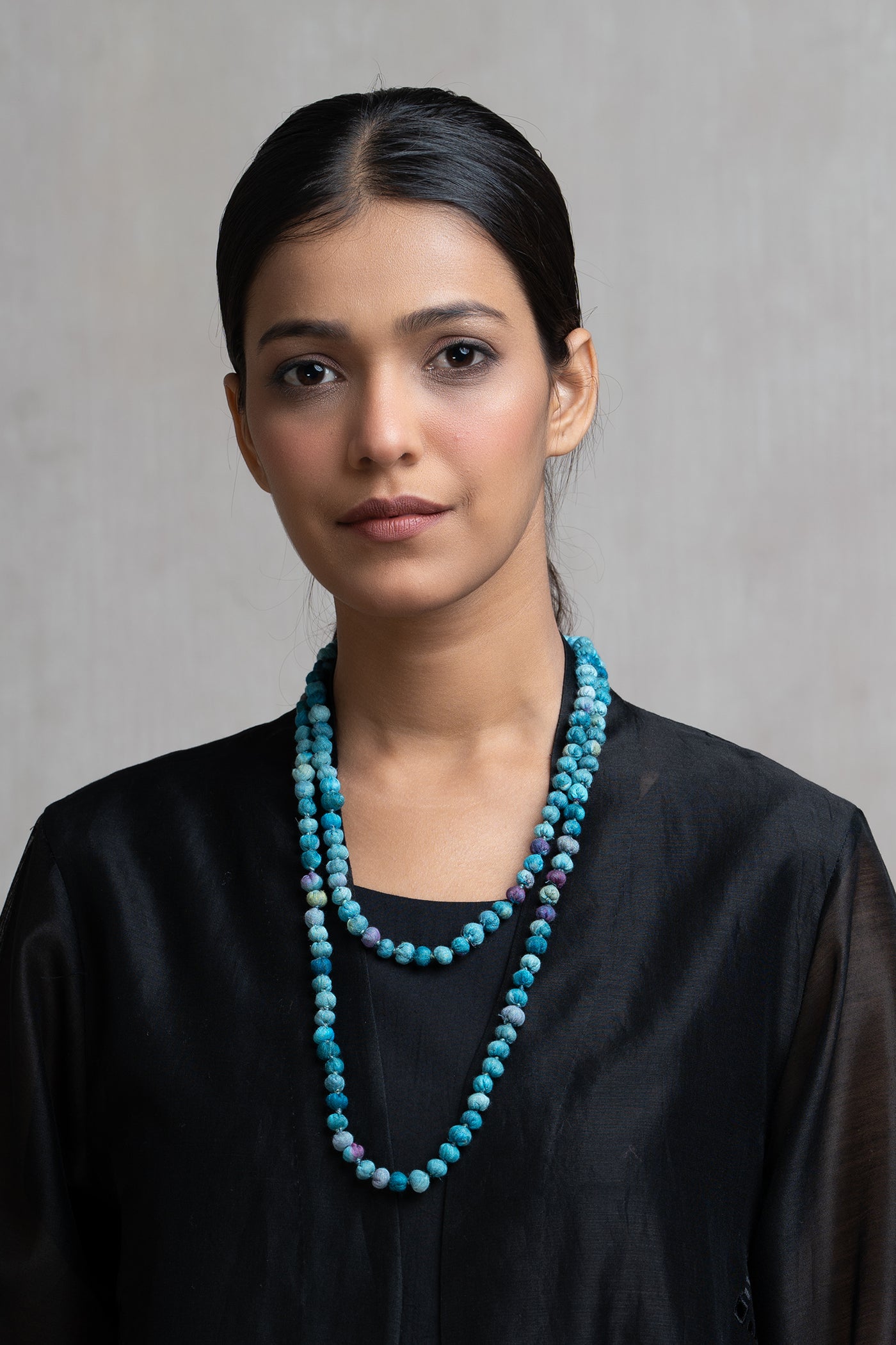 Turquoise Chanderi Beaded Necklace