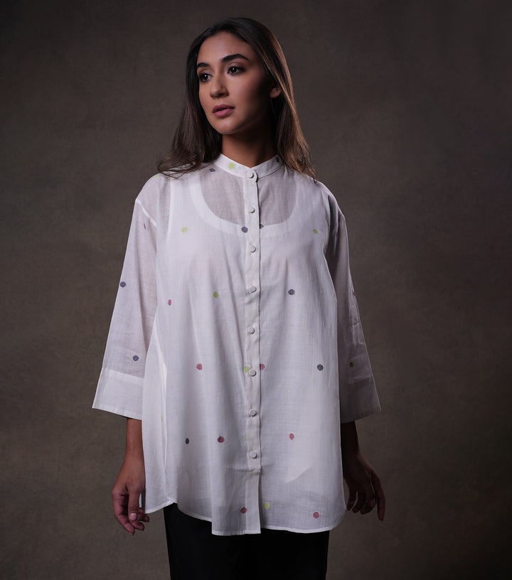 White Cotton Jamdani Shirt