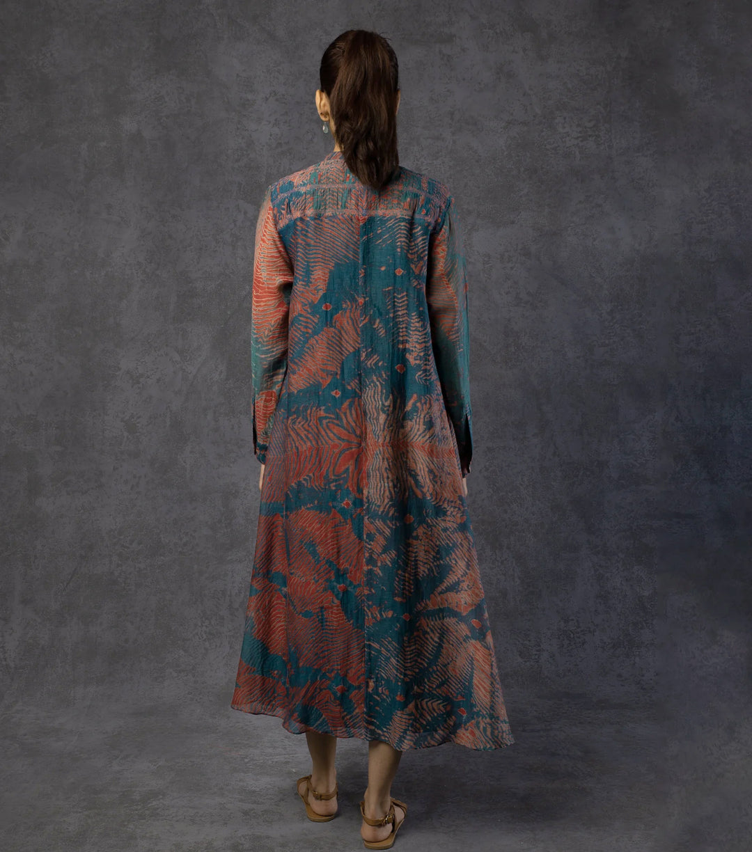 Teal & Madder Printed Chanderi Dress