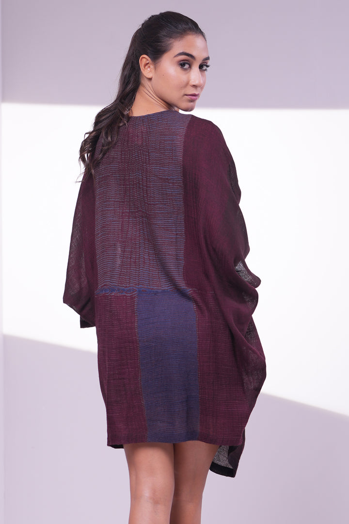 Maroon Shibori Wool Tunic