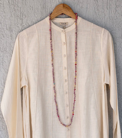 Mauve Chanderi Beaded Necklace