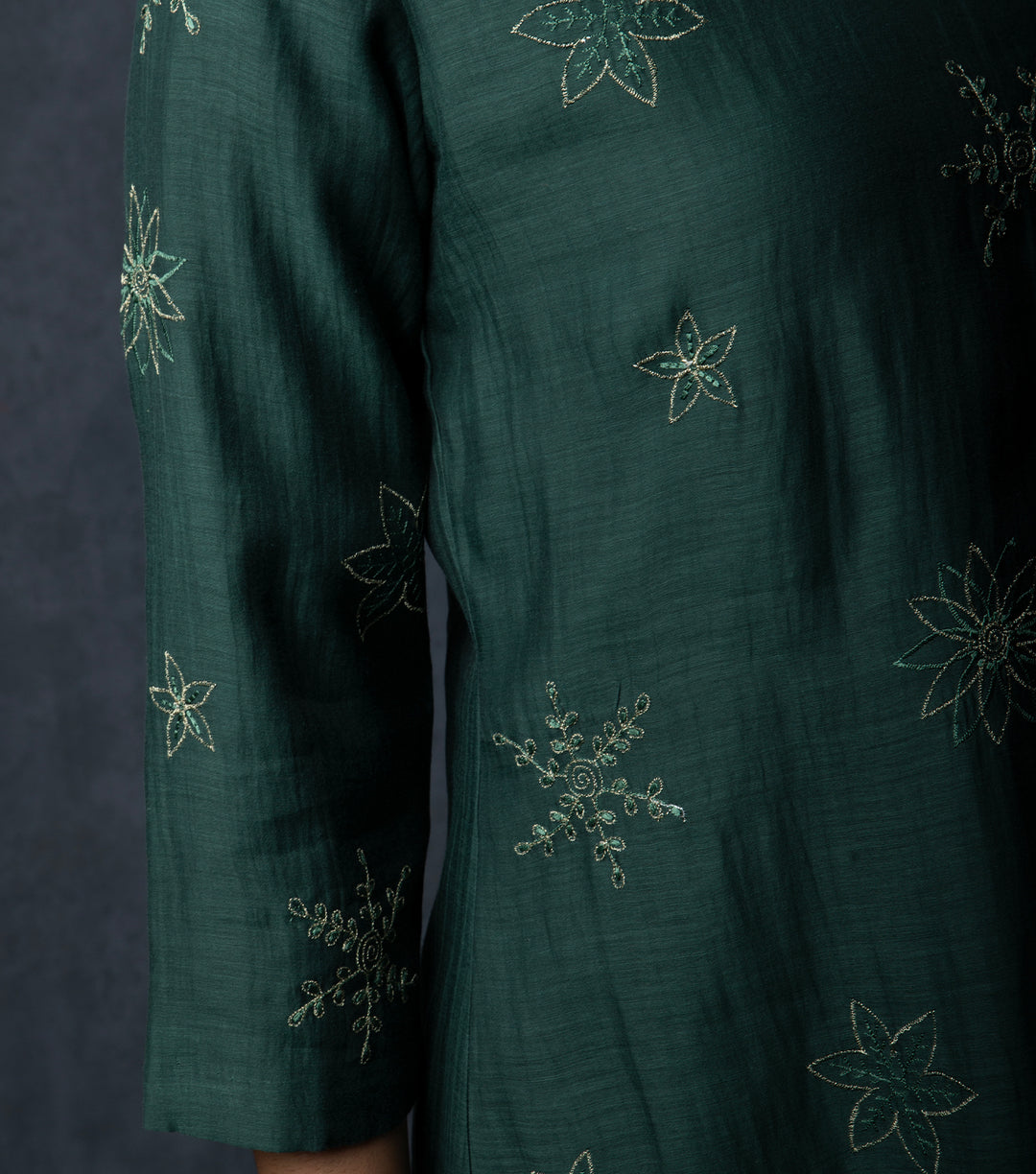 Emerald Green Embroidered Chanderi Suit Set