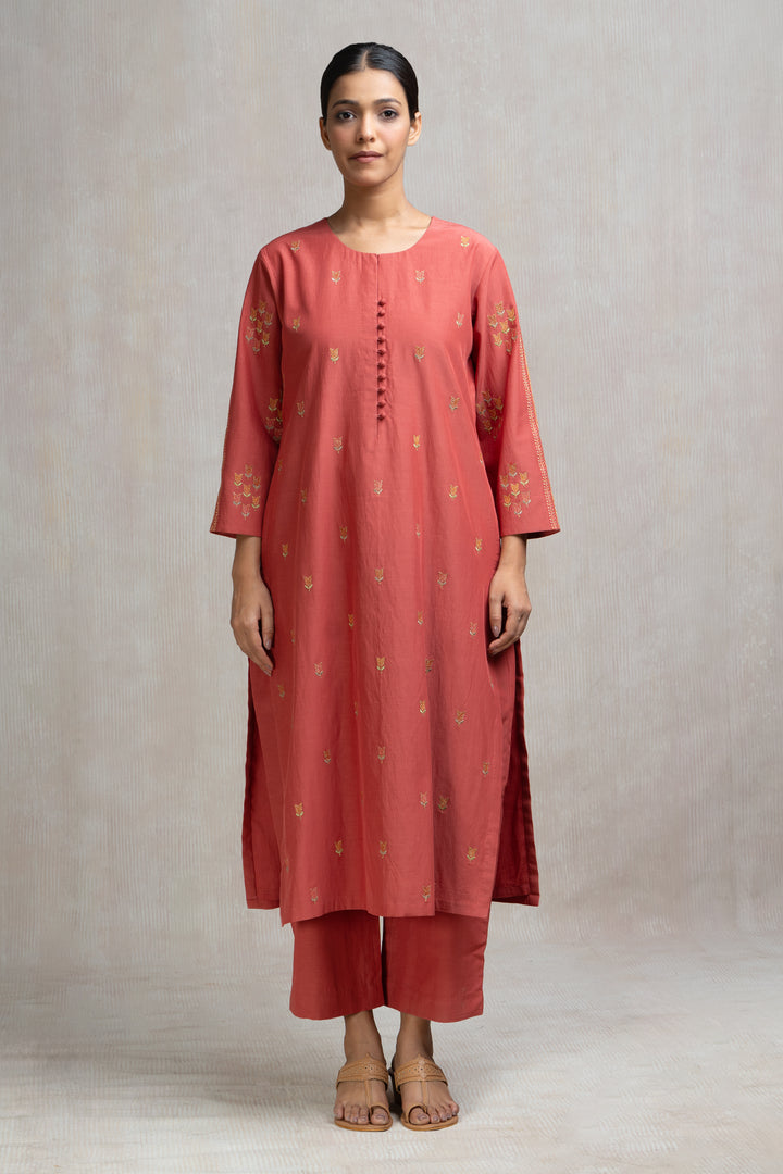 Thread & Zari Embroidered Kurta Set with Pants & Dupatta