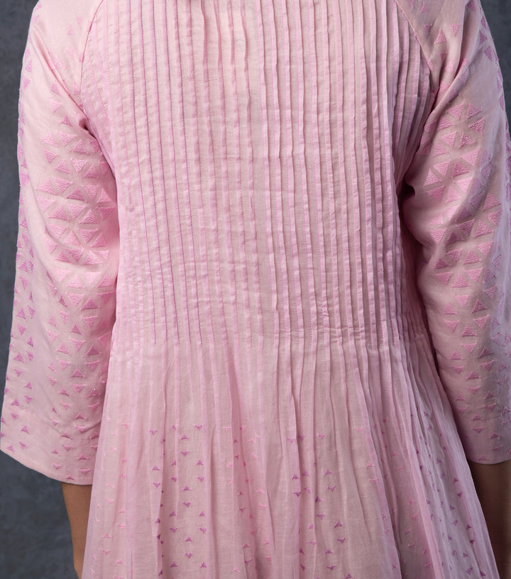 Light Pink Embroidered Cotton Dress