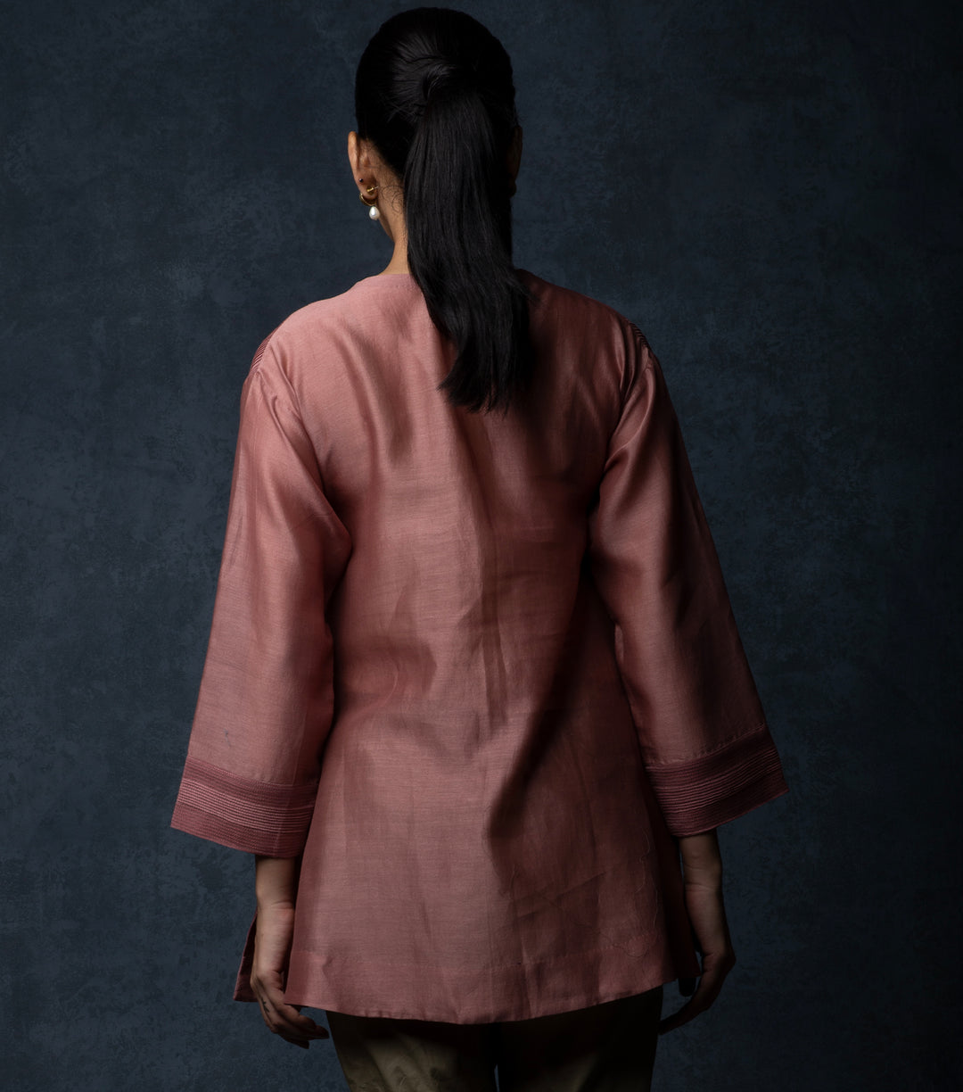 English Rose Pintucks Chanderi Tunic