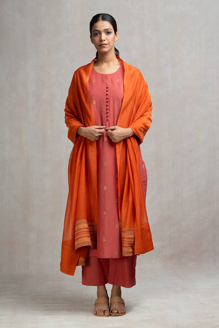 Thread & Zari Embroidered Kurta Set with Pants & Dupatta