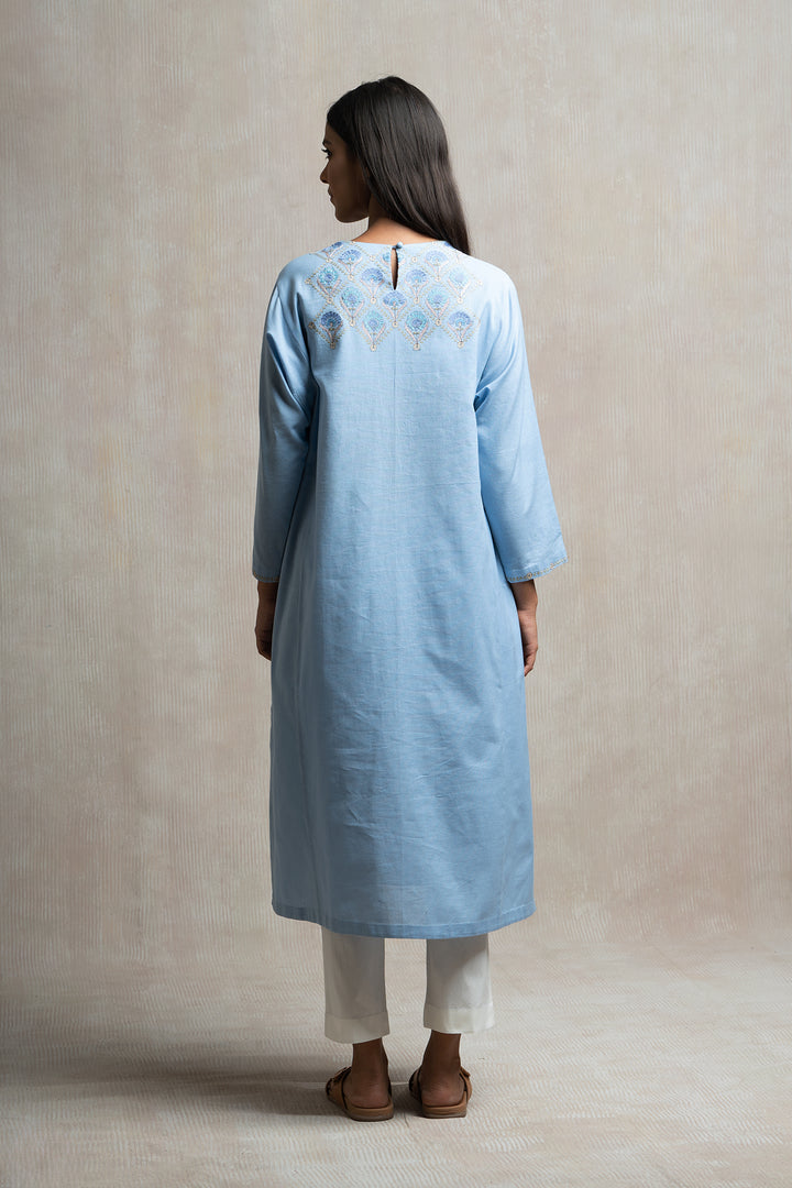 Thread Embroidered Cotton Linen Kurta