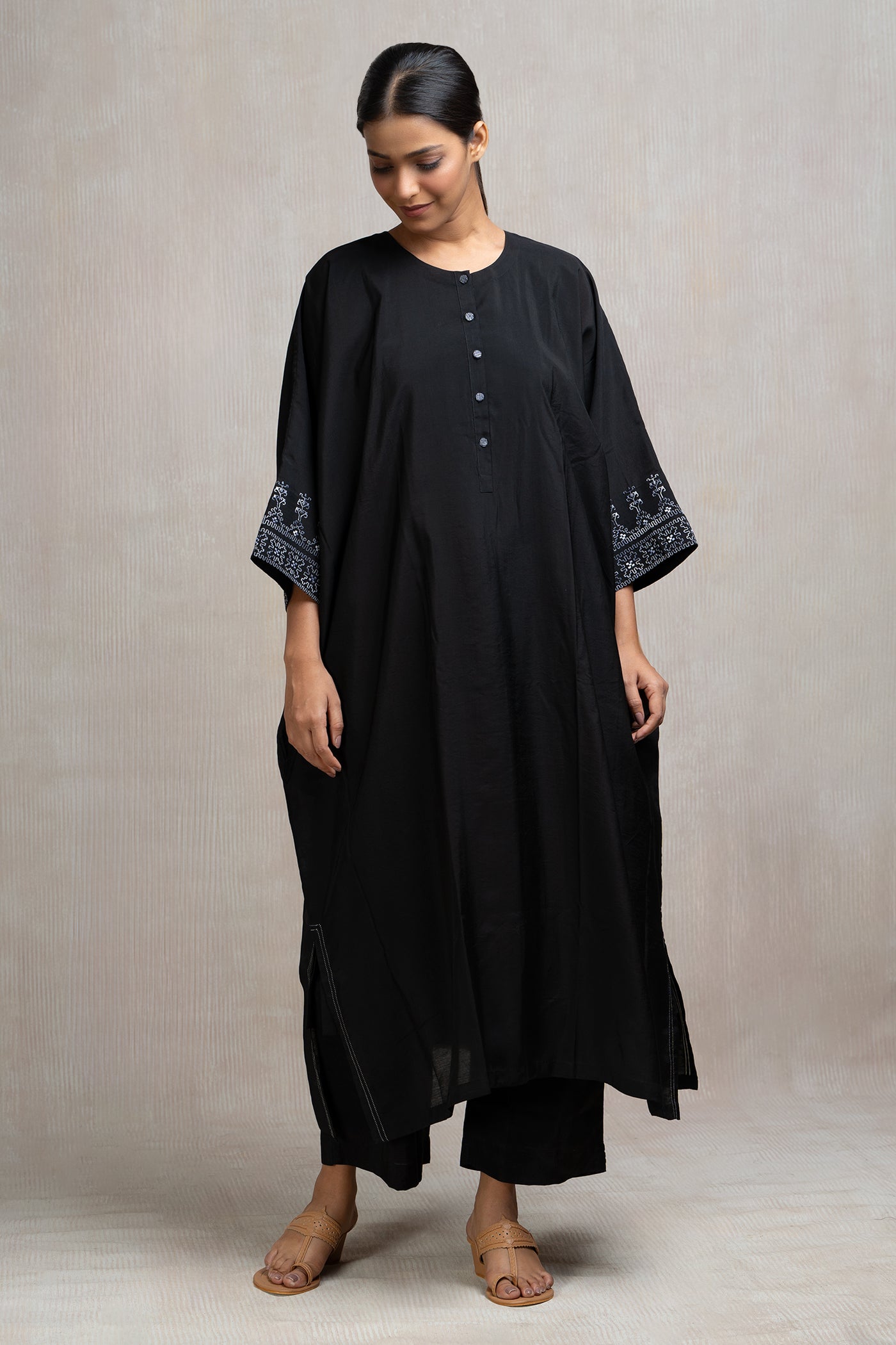 Embroidered Chanderi Kaftan Set