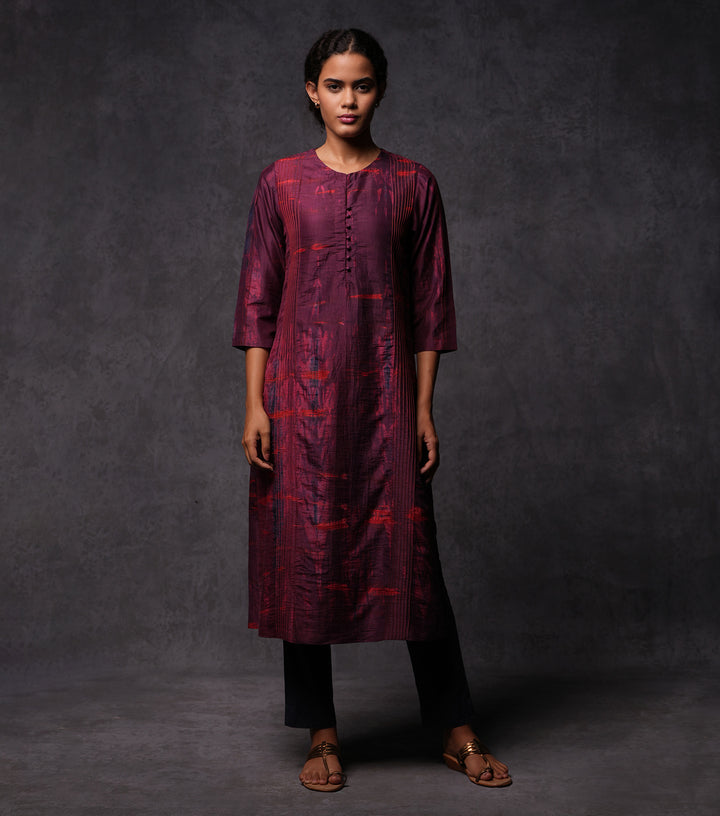 Tie-Dye Silk Straight Kurta