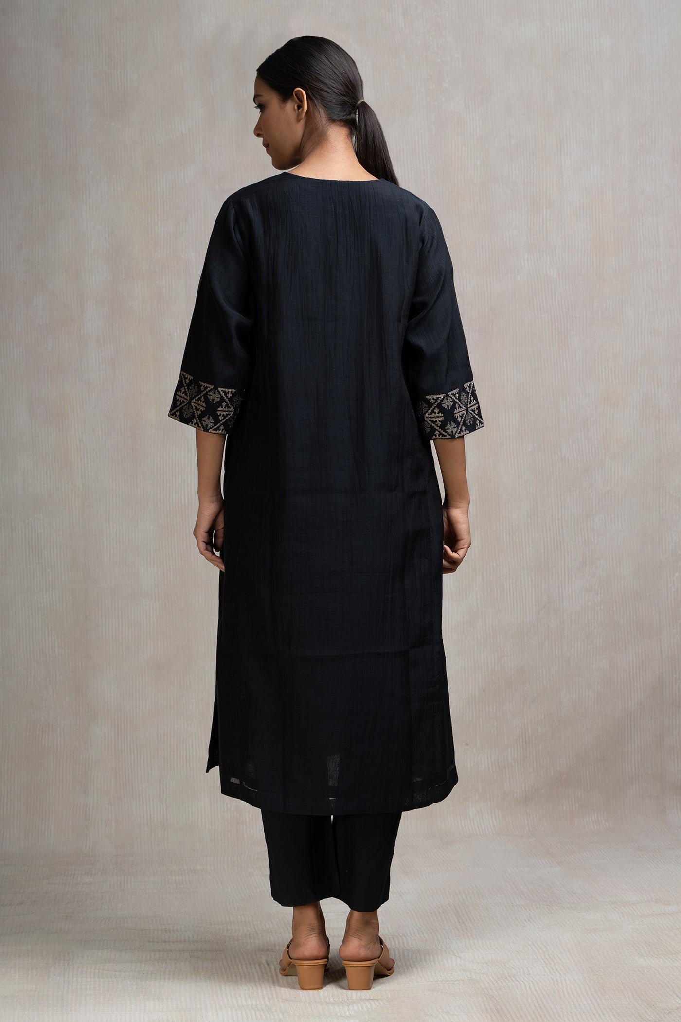 Embroidered Chanderi Kurta Set with Pants & Dupatta