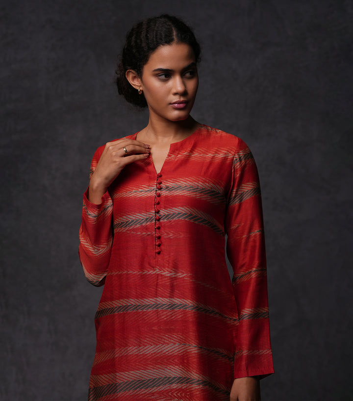 Cotton Silk Printed Buttoned Kurta