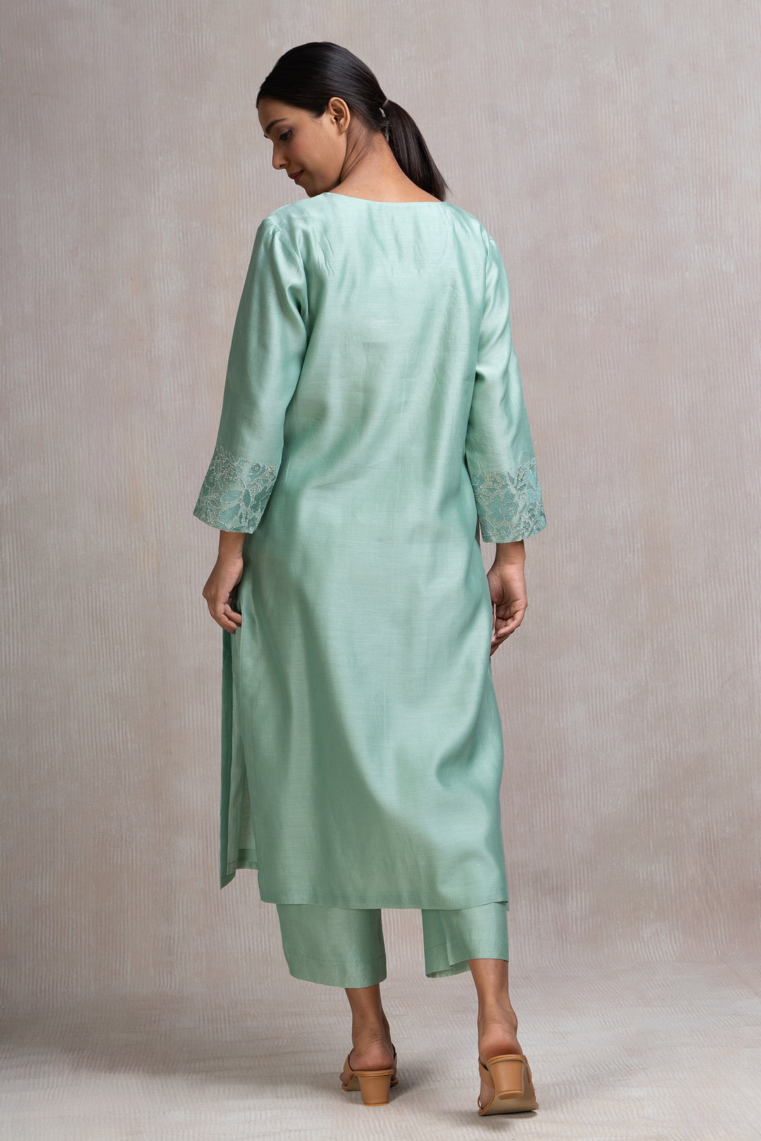 Thread & Zari Embroidered Kurta Set with Pants & Dupatta