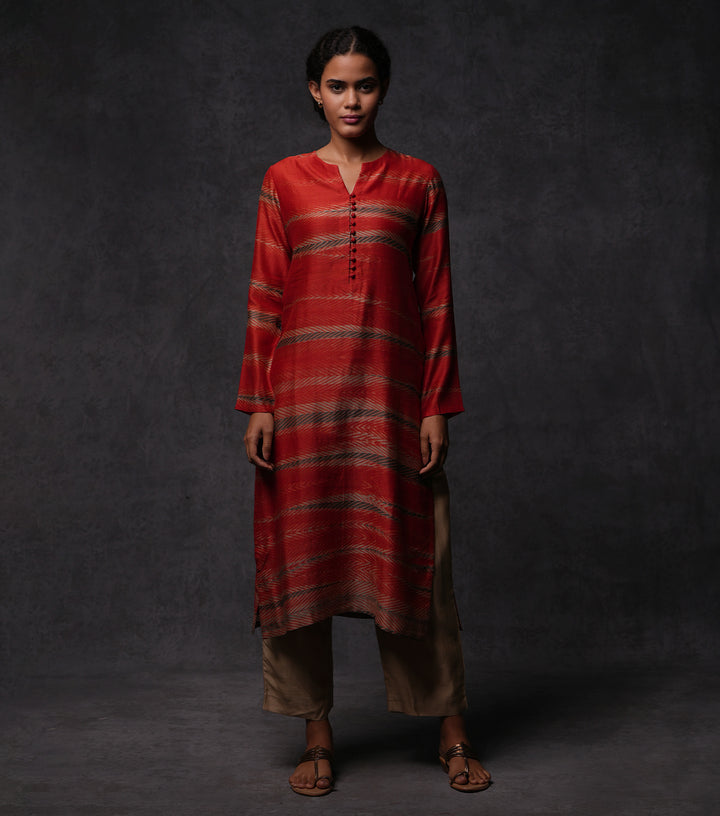 Cotton Silk Printed Buttoned Kurta