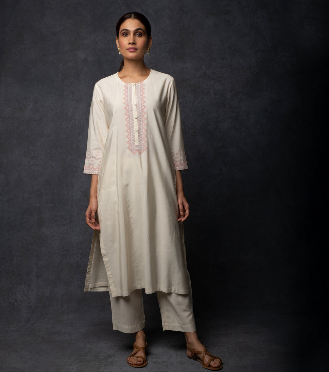 Ivory Patch Work Chanderi Suit Set