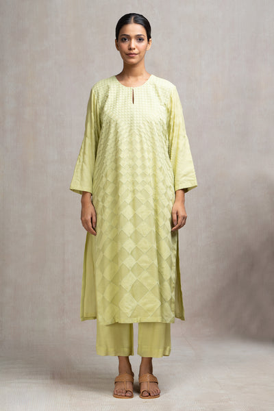 Patch Embroidered Muslin Kurta Set with Pants & Dupatta