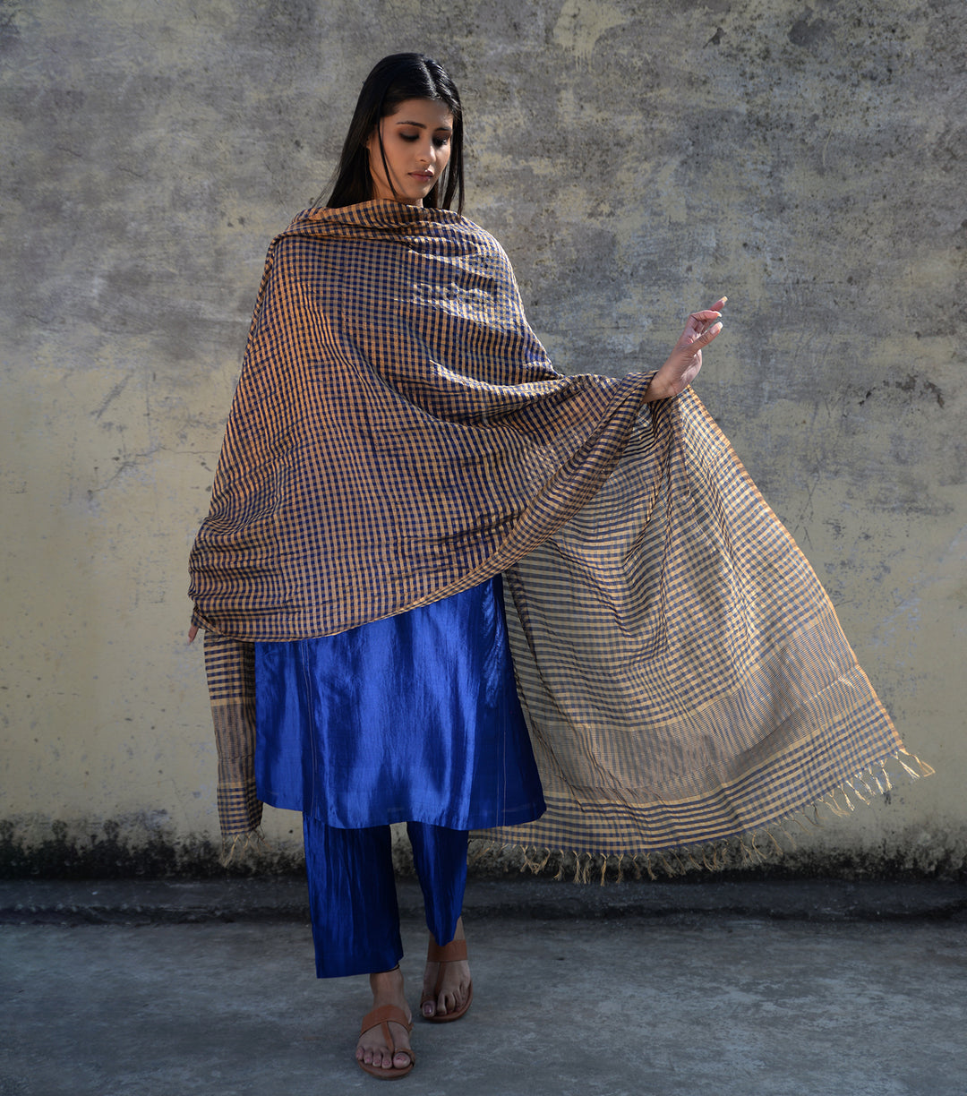 Blue Chanderi Dupatta