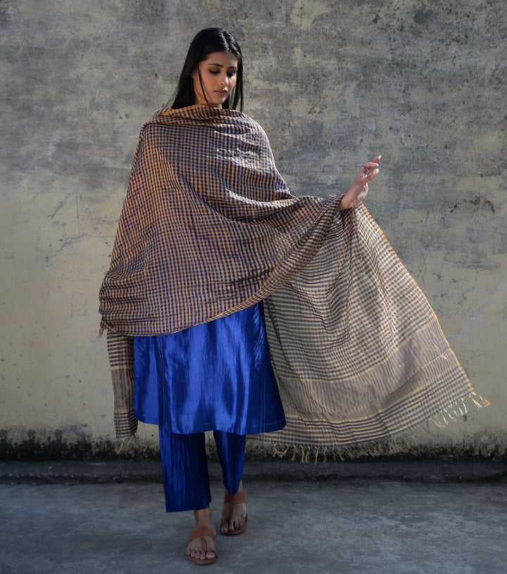 Blue Chanderi Dupatta