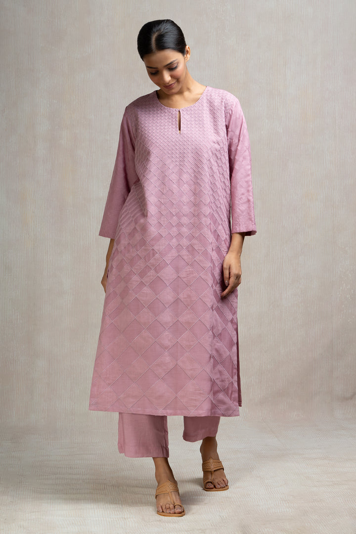 Patch Embroidered Muslin Kurta Set with Pants & Dupatta