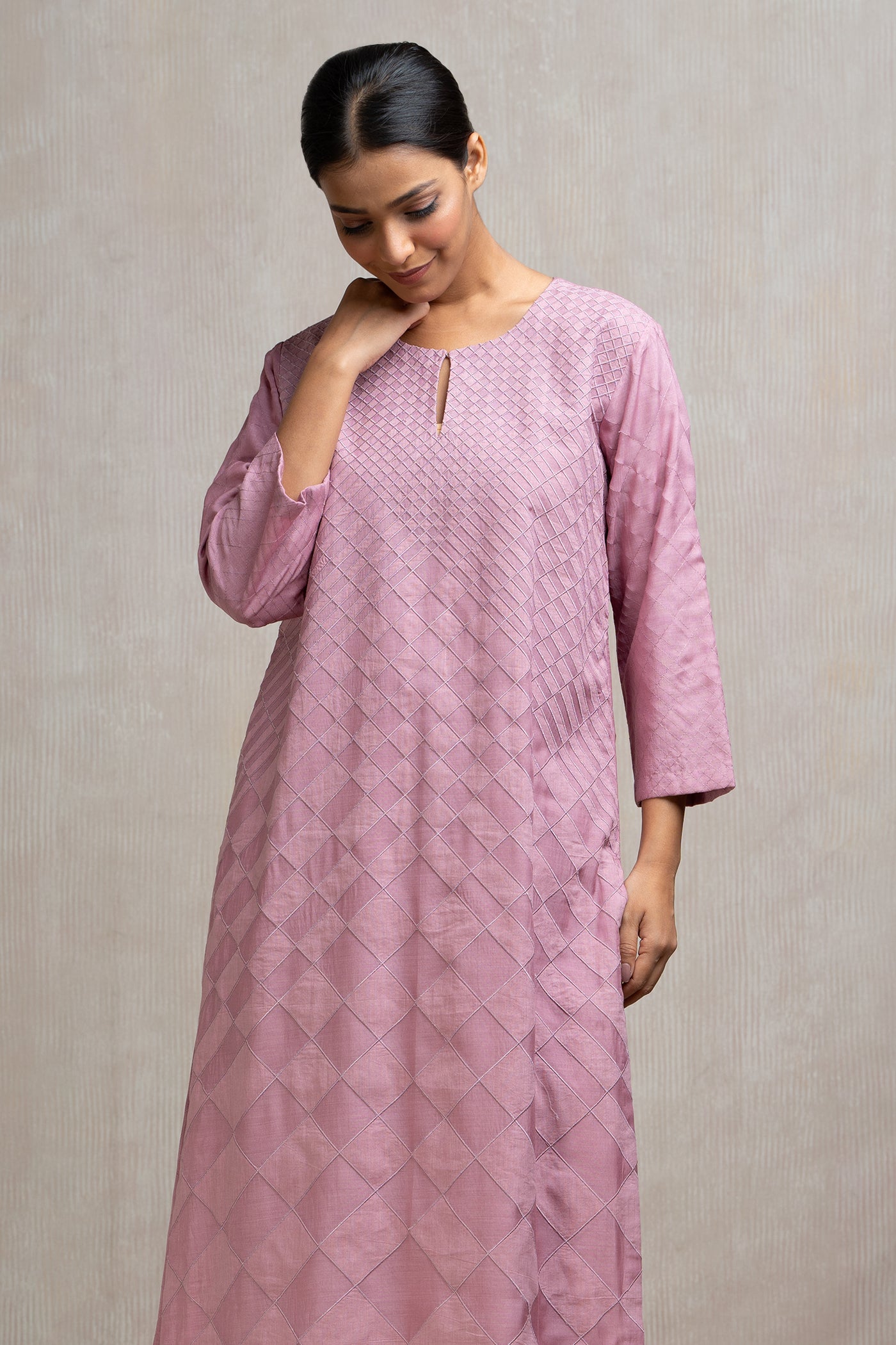 Patch Embroidered Muslin Kurta Set with Pants & Dupatta