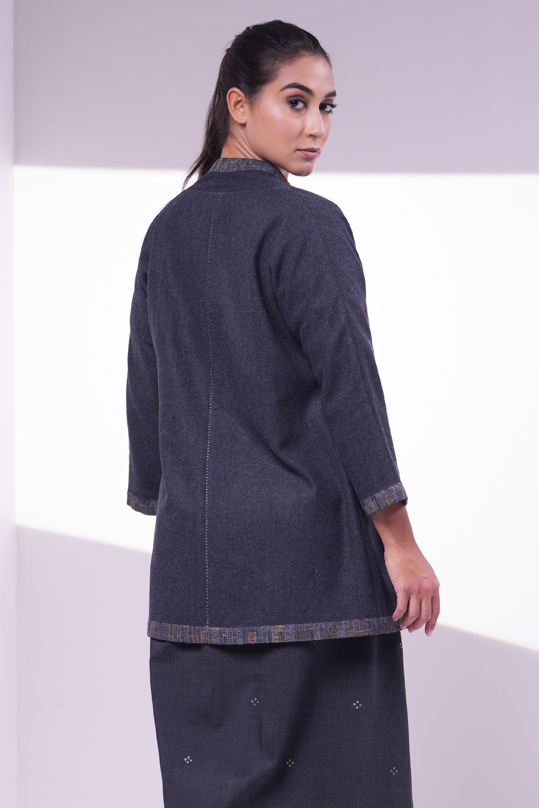 Grey Wool Embroidered Jacket