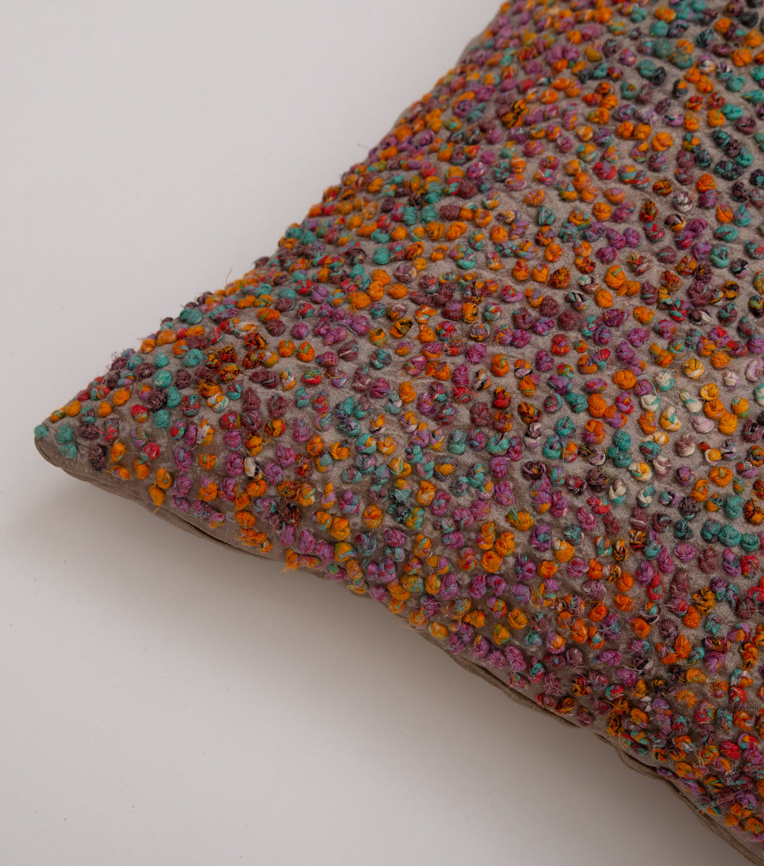 Multi Color French Knot Silk Cushion Cover