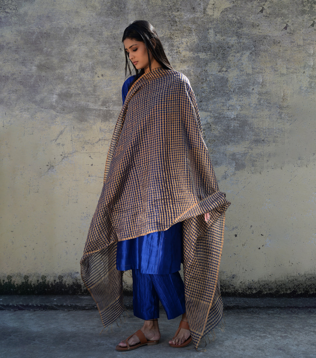 Blue Chanderi Dupatta