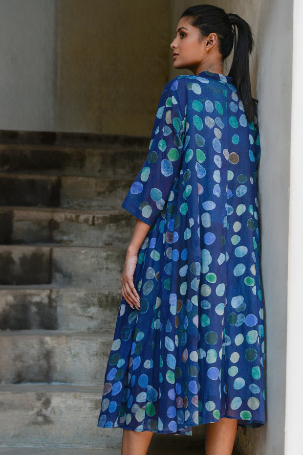 SHIBORI PRINTED PEACOCK CHANDERI CHOGA