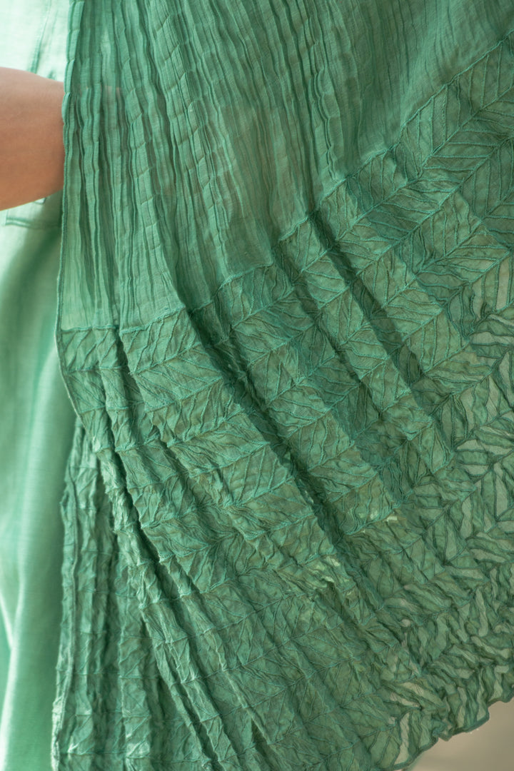 Green Cotton Silk Kurta & Dupatta Set