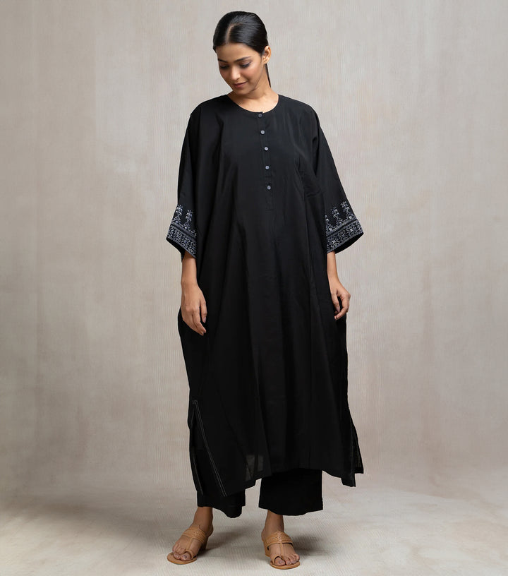 Embroidered Chanderi Kaftan Set