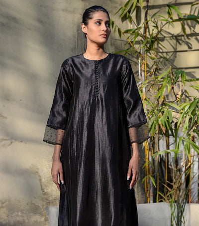 Black Silk Kurta with Pants