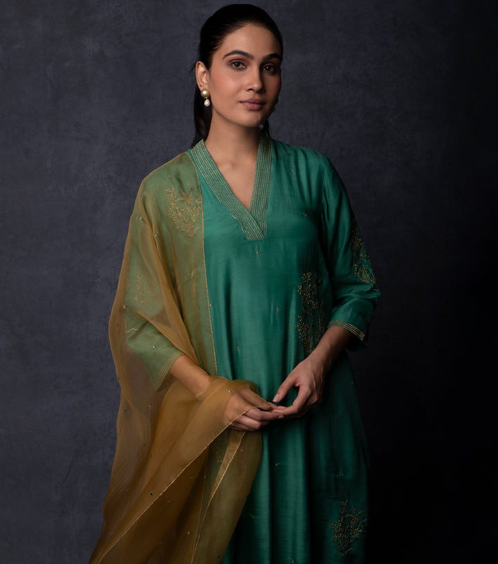 Jade Green Hand Embroidered Suit Set