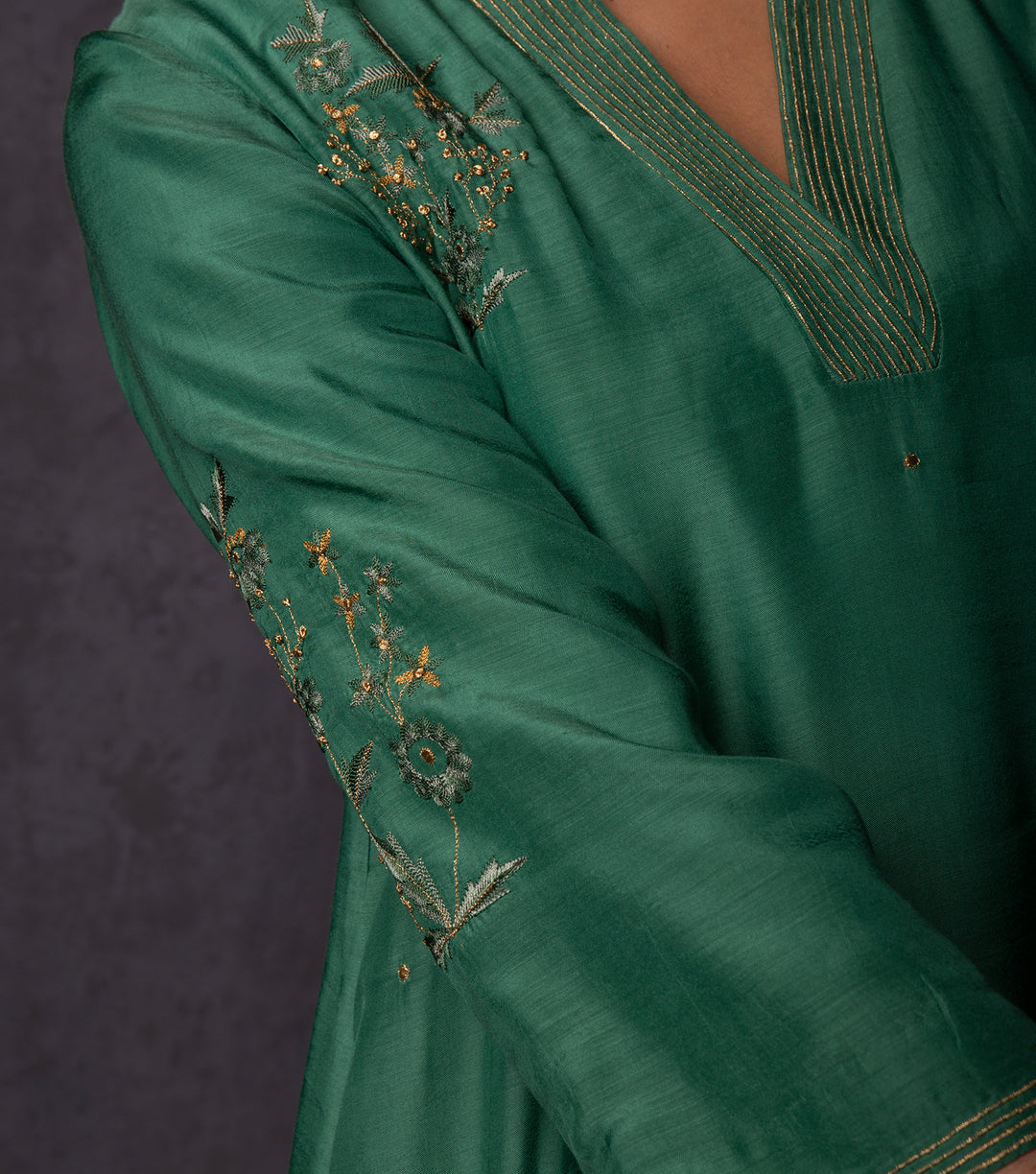 Jade Green Hand Embroidered Suit Set