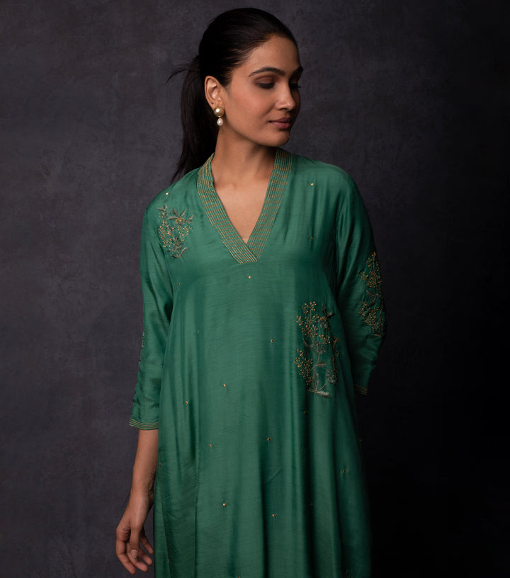 Jade Green Hand Embroidered Suit Set