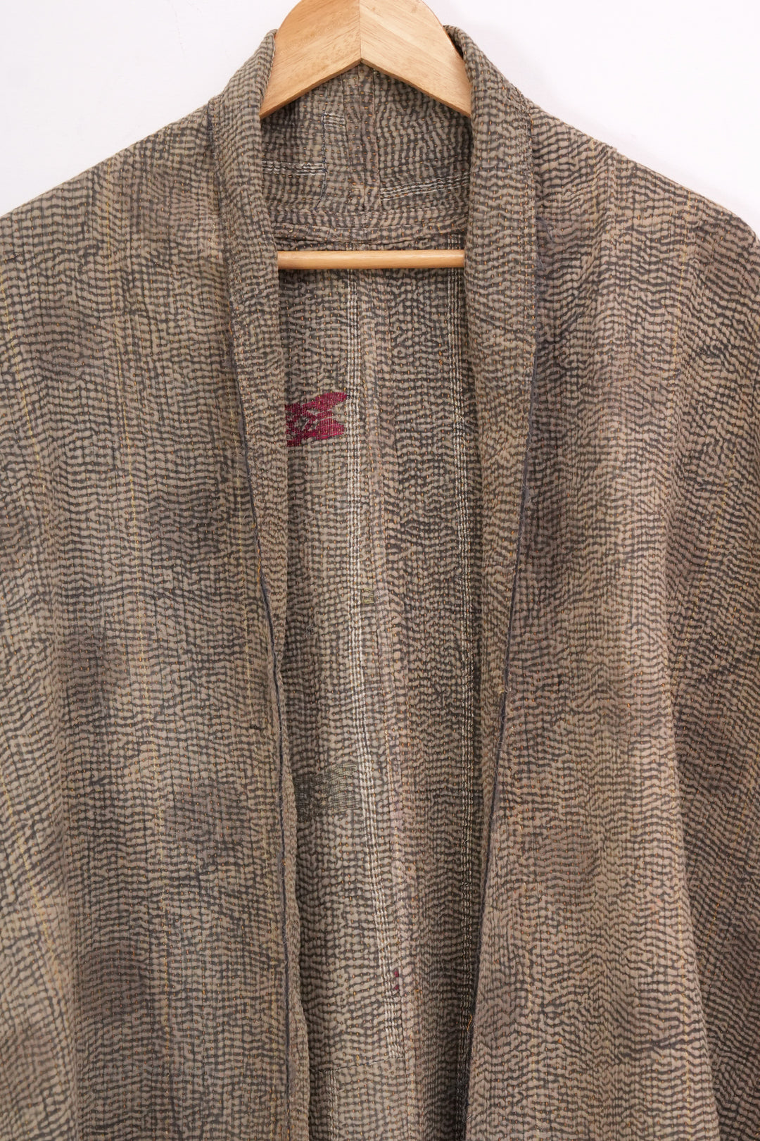 Dark Beige Vintage Cotton Kantha Jacket