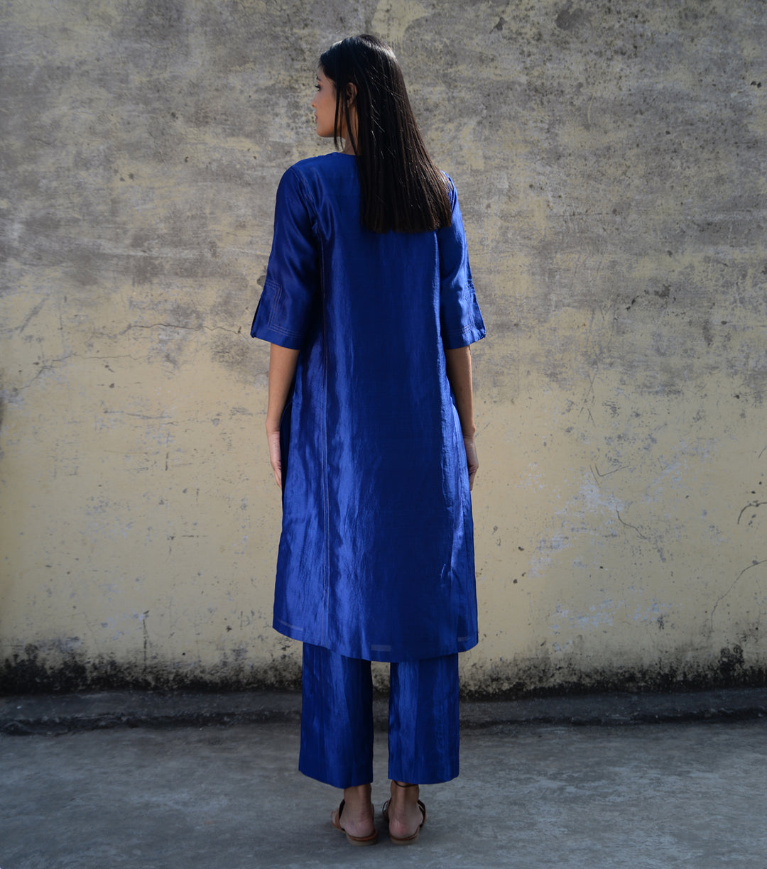 Blue Silk Suit Set